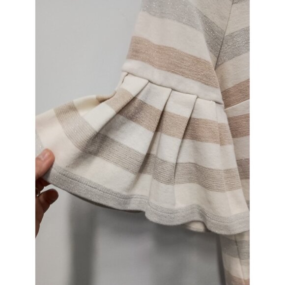 Anthropologie Maeve Womens Top XS Multi Striped Ruffle Sleeve Crop Sparkle BOHO - Picture 3 of 7